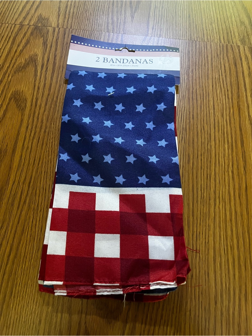 Patriotic Star & Check Bandana Set Of Two- Red, White & Blue